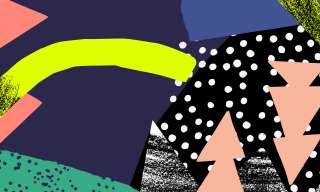 Winter im Berner Generationenhaus. Die Grafik zeigt bunte Formen wie Tannenbäume, Hügel und Schneeflocken.